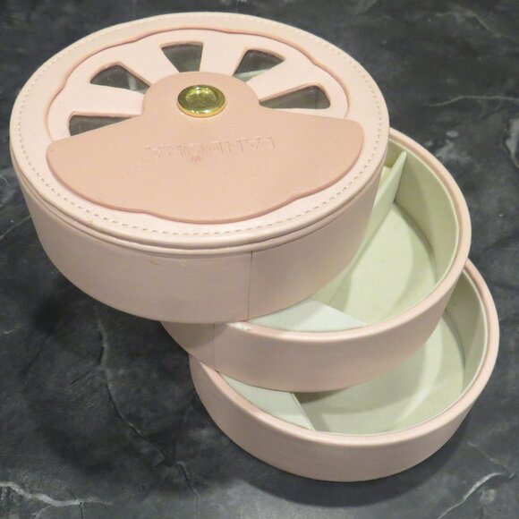 Pandora Pale Pink Round Jewelry Box – 3-Tier Storage – Pre-Owned – 11 x 12.5 cm - Picture 1 of 7